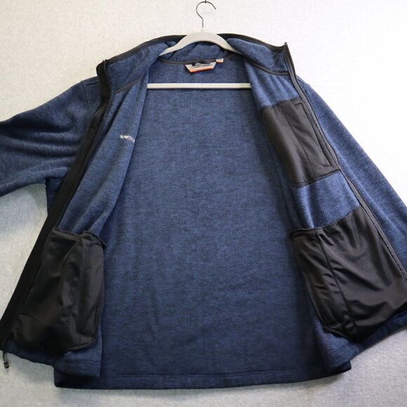 Free Country Fleece Jacket Mens XXL Blue Full Zip Mock Neck Outdoor Zip Pockets - Picture 7 of 16